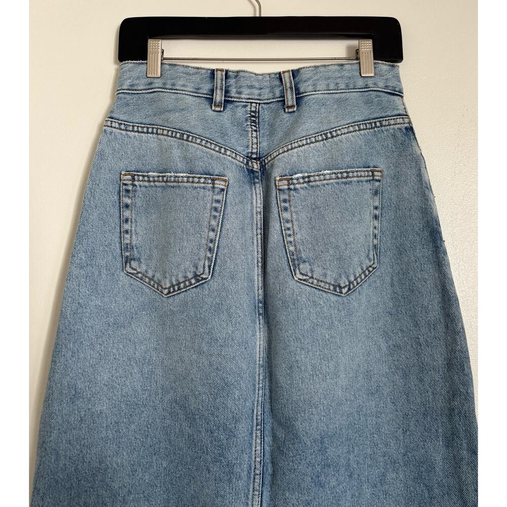 Light Wash Pilcro Anthropologie High Waisted Denim Midi-Maxi Skirt 6 - Picture 6 of 6